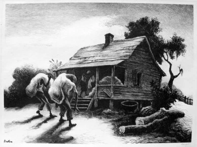 BAJA DE PRECIO Kansas Litho THOMAS HART BENTON In From The Fields 9.5" x 13" Foto 1 de 4