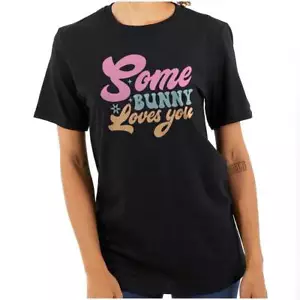 Cute Spring Easter Pun Some Bunny Loves You Womens Graphic Crewneck T Shirt Tee - Picture 1 of 7