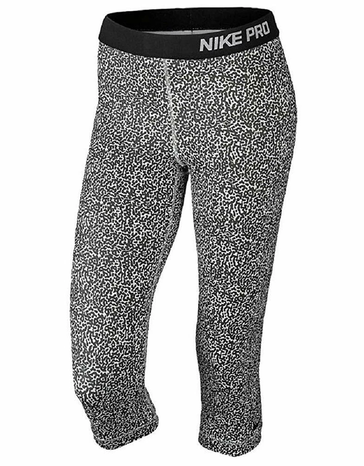 NEW NIKE PRO [S] Women's Training Yoga Capri/Tights-Black/White Mezzo 684676-101 - Image 1 of 1