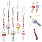 Japanese Maneki Lucky Cat Keychain Set of 5 Fortune Pendants Assortment