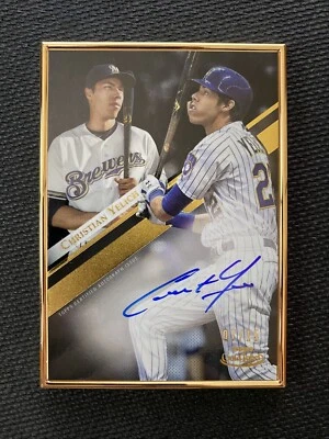 2019 Topps Gold Label Christian Yelich Gold Framed Auto Black 07/15 - Image 1 of 2