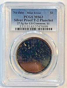 Mint Error Silver Proof T-2 Planchet-For U.S. Commemorative $1 Coin-PCGS MS 63 - Picture 1 of 4
