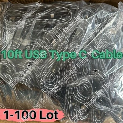 Bulk Lot 10ft USB  Type C Fast Charger Cable Charging Cord For Samsung S8 S9 S10 - Image 1 of 4