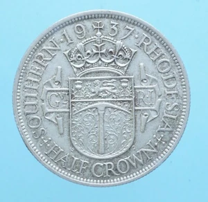 SOUTHERN RHODESIA GIORGIO VI 1/2 CROWN 1937 MONETE DA COLLEZIONE ARGENTO SILVER - Imagen 1 de 2
