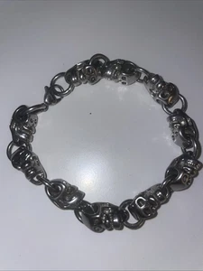 Vintage Herren Armband Edelstahl poliert Totenkopf 8,75" - Bild 1 von 5