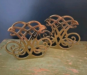 Vintage Paar Messing Thomas Jefferson Chiffre Buchstützen.  5 5/8”T 6,25”L 2,25”W  - Bild 1 von 11