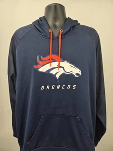 Majestic Denver Broncos Hooded Sweatshirt 2XL Blue Thermal Base Hoodie Men - Picture 1 of 13