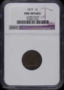 1877 1C Indian Head Cent NGC Fine Details - Picture 1 of 4