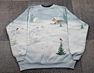 Vintage Cabela's Winter Weihnachten Schnee Hütte Szene Erwachsene - Medium Pullover - Bild 1 von 17