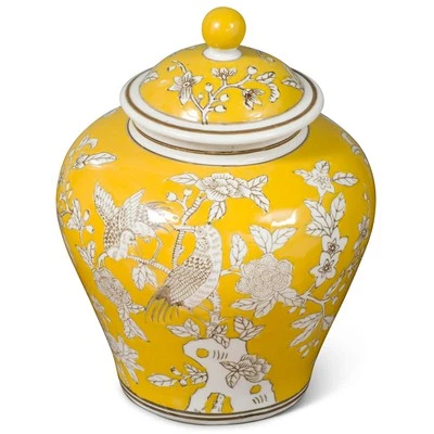 VENDEDOR DE EE. UU. - Tarro con tapa Golden Songbird tarro de porcelana oriental Foto 1 de 4
