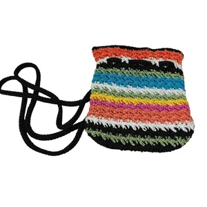 THE SAK Purse Rainbow Multicolor Crochet Knit Backpack Crossbody Bag Boho - Picture 1 of 9