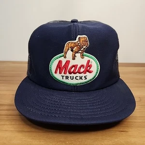 VTG Mack Trucks Big Patch Bulldog Logo Louisville MFG Mesh Snapback Trucker Hat - Picture 1 of 7