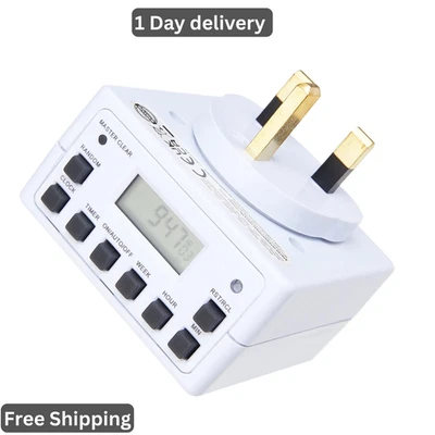 STATUS 7 Day Digital Timer Switch White UK Plug Programmable Light Timer S7DDT3 - Image 1 of 4