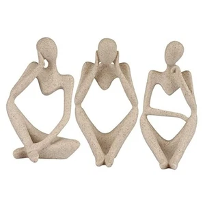 Sandstone Resin Thinker Style Abstract Sculpture Statue 3pcs Small Sandstone - Picture 1 of 7