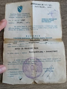 Armee von Bosnien und Herzegowina Original Kriegszeit Dokument - Bild 1 von 1