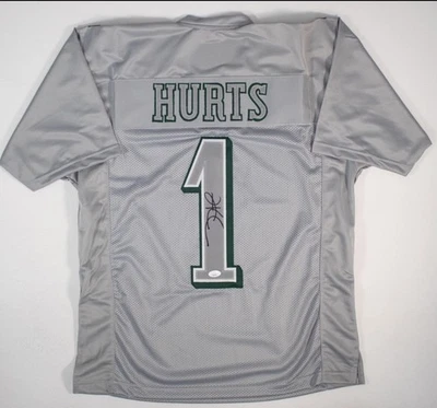 Jersey gris personalizado firmado por Jalen Hurts Philadelphia Eagles XL (CERTIFICADO DE AUTENTICIDAD JSA) Foto 1 de 3