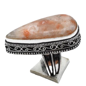 Sunstone Gemstone Ethnic Handmade Antique Design Ring Jewelry US Size-7.5 R 4712 - Picture 1 of 8