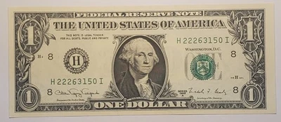 GEM Uncirculated 1988 A $1 FRN from St. Louis District, serial# H22263150I - Image 1 of 2