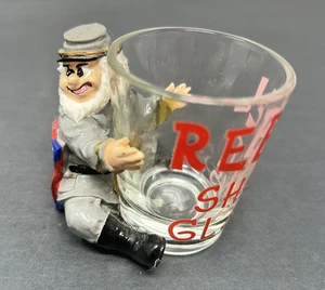 RARE Rebel Shot Glass Figure and Flag Unique Piece Confed Redneck FAST SHIP G - Picture 1 of 7