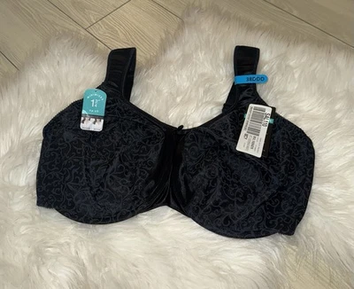 Bali 3562 Satin Tracings Minimizer Bra Scroll Print UW Womens 38DDD Black New - Image 1 of 4