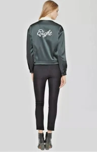Rag & Bone Green Gables Dean Monogrammed Zip Front Satin Track Jacket Size 00 - Picture 1 of 12