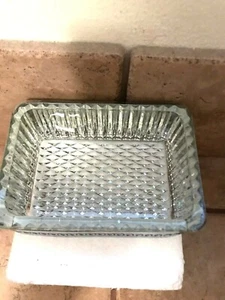 Clear Pressed Glass Vanity Trinket Tray W/Silver Filigree Band 5 1/4" X 3 3/4" - Picture 1 of 12