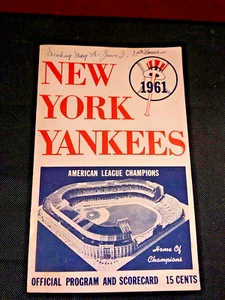 1961 NY YANKEES OFFIZIELLES PROGRAMM/SCOREKARTE mit NOTIZEN, BERRA-HR, CERV-HIT GRAND SLAM - Bild 1 von 20