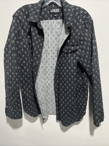 XXX RUDE Shirt Adult Large Black Skull Print Going Out Party Club  Button Up - Picture 1 of 11