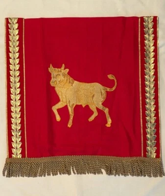 Бык Цезаря Августа римский легионерский флаг вышитый золотой провод vexillum стандарт - Изображение 1 из 4