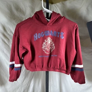HARRY POTTER HOGWARTS Girl’s Size M (8) Cropped Hoodie Sweatshirt Pullover - Picture 1 of 9