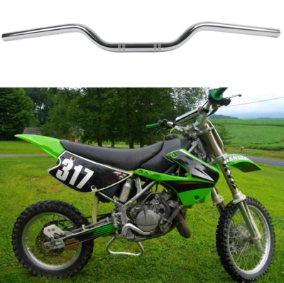 Manillar cromado para moto Kawasaki KX 60 65 80 85 100 125 250 400 500 7/8" Foto 1 de 4
