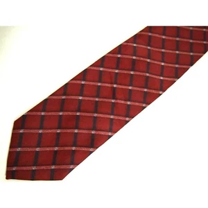 Vtg Green Dog Boys Necktie Tie Red Navy Blue Checkered Skinny 55" - Picture 1 of 4