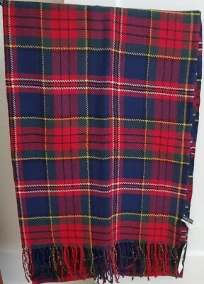 NEW Talbots -  Red, Blue, Green Plaid Wool Scarf 27" x 72" (Retail $79.50) - Image 1 of 4