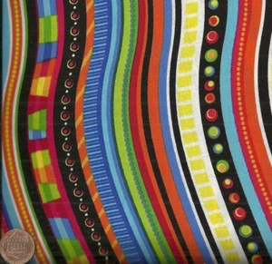 Bright Kidz multi wavy stripe Timeless Treasures fabric - Picture 1 of 1
