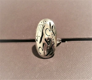 Ring, 925er Silber, Handarbeit, aufgesetzter flacher Hohlkörper - Picture 1 of 5