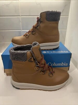 Columbia Moritza 防水皮革棕褐色冬季雪地靴女式 10 码  — 第 1/4 张图片