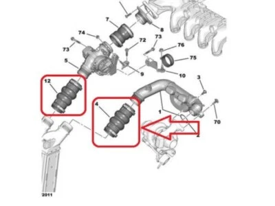 2x Turboschlauch Ladeluftschlauch für Citroen C3 C4 DS3 C-ELYSEE 1.2 1.6 HDi - Bild 1 von 2