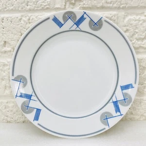 RARE‼ A. Lanternier Limoges 6-7/8" Dessert Plate Blue Gray Geometric MCM France - Picture 1 of 6