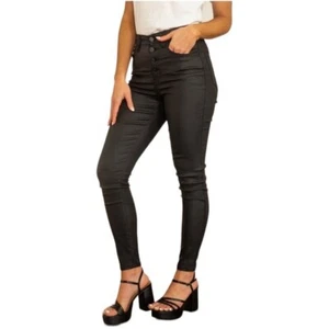 Pantalones Kancan Negros Tiro Alto Botón Mosca Recubiertos Ajustados Elastizados Mobwife Preppy 31 - Imagen 1 de 9