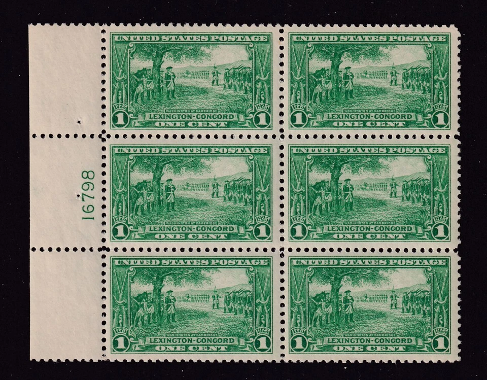1924 Lexington Concord 1c Sc 617 MNH XF Jumbo with OG plate block of 6 (7B - Image 1 of 2