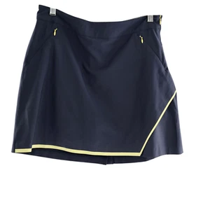Slazenger Womens Golf Skort Size 6 Skirt With Shorts Navy Blue Yellow Side Zip - Picture 1 of 8