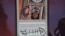 1X Rune of Protection: Artifacts Signed - Urza's Saga - German, NM/EX MTG CARD