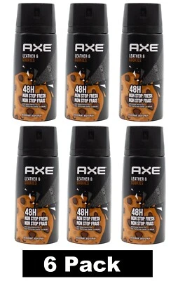 6 x AXE Deodorant Body Spray LEATHER & COOKIES 48H Non Stop Fresh Brand New - image 1 of 4