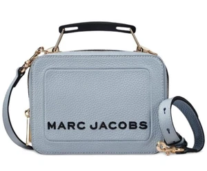Marc Jacobs Women S the Box Leather Logo Top Handle Crossbody Bag Quarry Gold - Picture 1 of 4