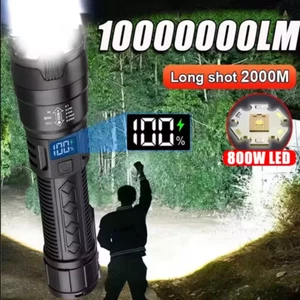 Professionelle leistungsstarke LED-Taschenlampe, wiederaufladbar Hochleistungs-LED-Taschenlampen 1000000LM - Bild 1 von 7