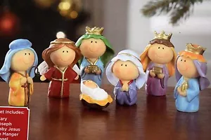 Children's Nativity Set 7-Piece Youth Christmas Decor Holiday Time  - Picture 1 of 7