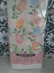 Easter Springtime Paper Table Cloth 54x102 Woodland Eggs Flowers - Picture 1 of 5