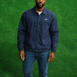 Men's Large Nike Club Coach's Jacket Coat Midnight Navy Blue FN3316-410 - Picture 1 of 18