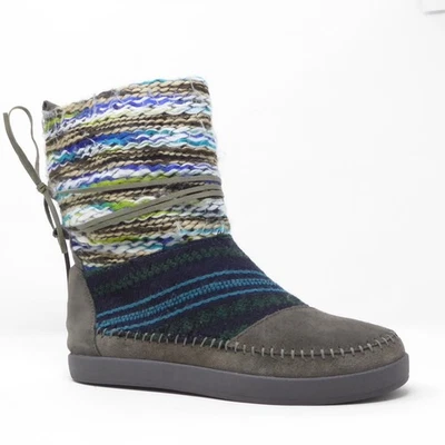 Bota Toms Nepal Para Mujer Botines Tejidos Gamuza Multicolor Rayas Acogedora Forrada Talla 7.5 Foto 1 de 4