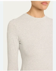 Skims elfenbein weich creme Langarm Cropped Top 2X Neu mit Etikett Lagenlook schlankmachende Basis - Bild 1 von 8